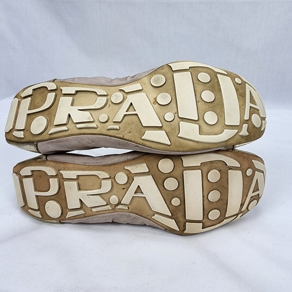 Prada Gold Tone Ballet Flats Women's Prada Size 38.5 US 8.5 made in Italy  🇮🇹 - Picture 8 of 10